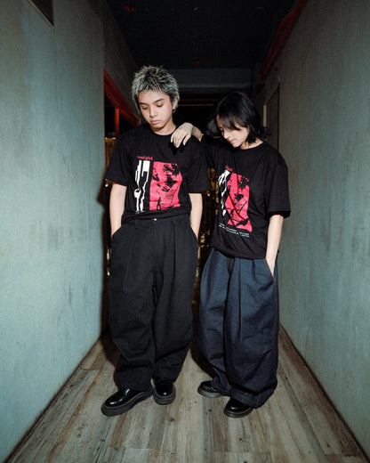 Raw Denim Darted Balloon Pants