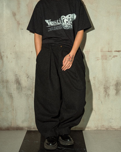 Overdye Denim Darted Balloon Pants - Black