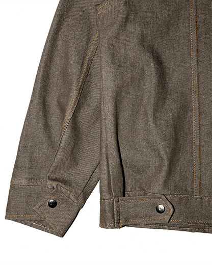Washed Denim Trucker Jacket [Brown]