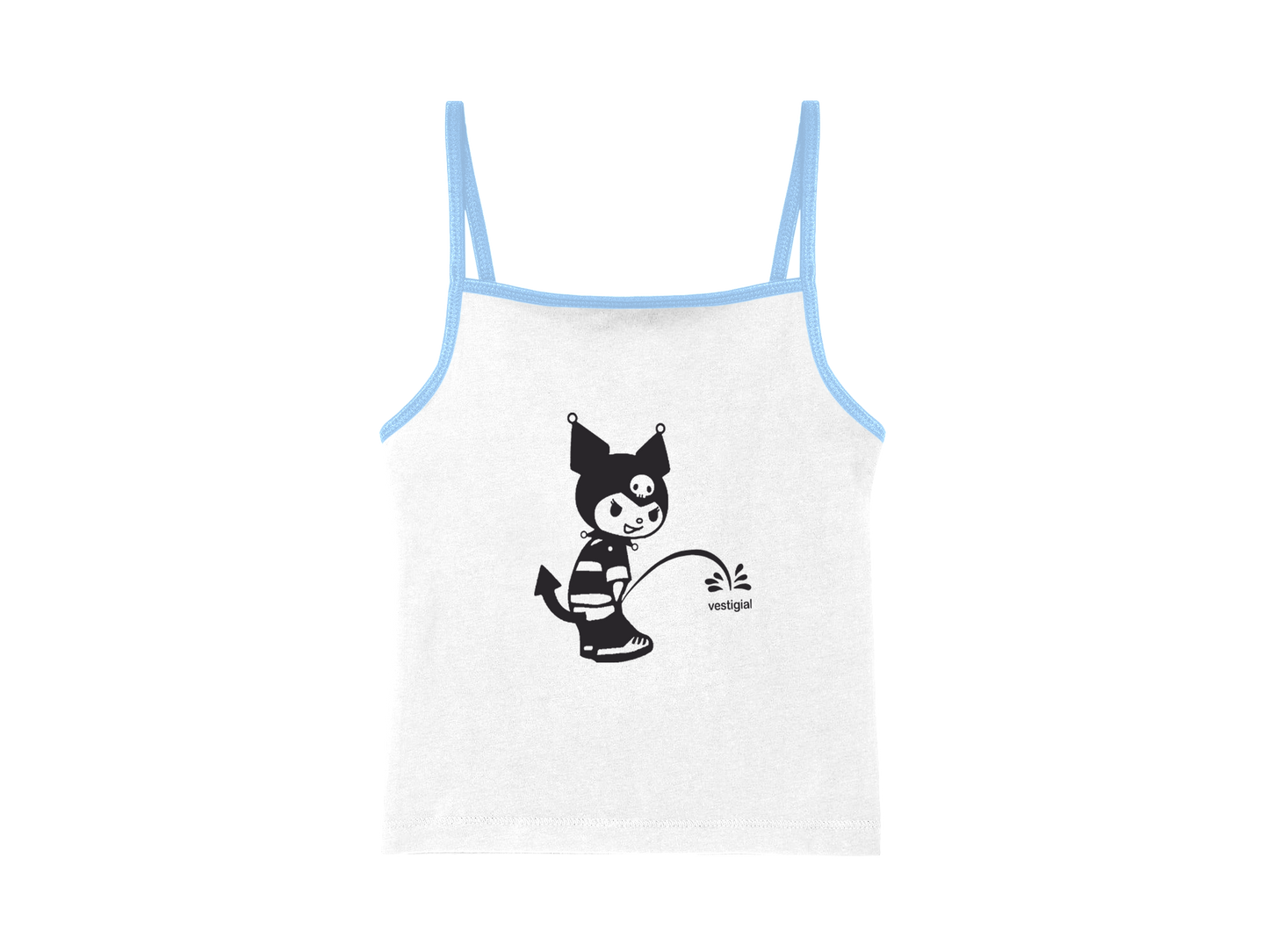 Kuromi Cotton Cami Top (White/Baby Blue)