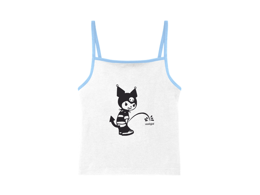 Kuromi Cotton Cami Top (White/Baby Blue)
