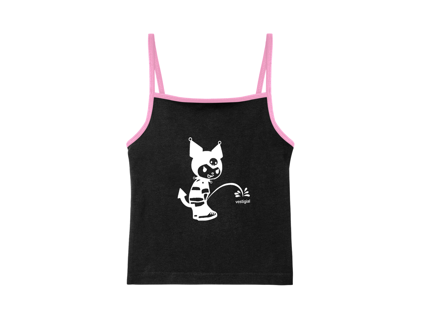 Kuromi Cotton Cami Top (Black/Pink)