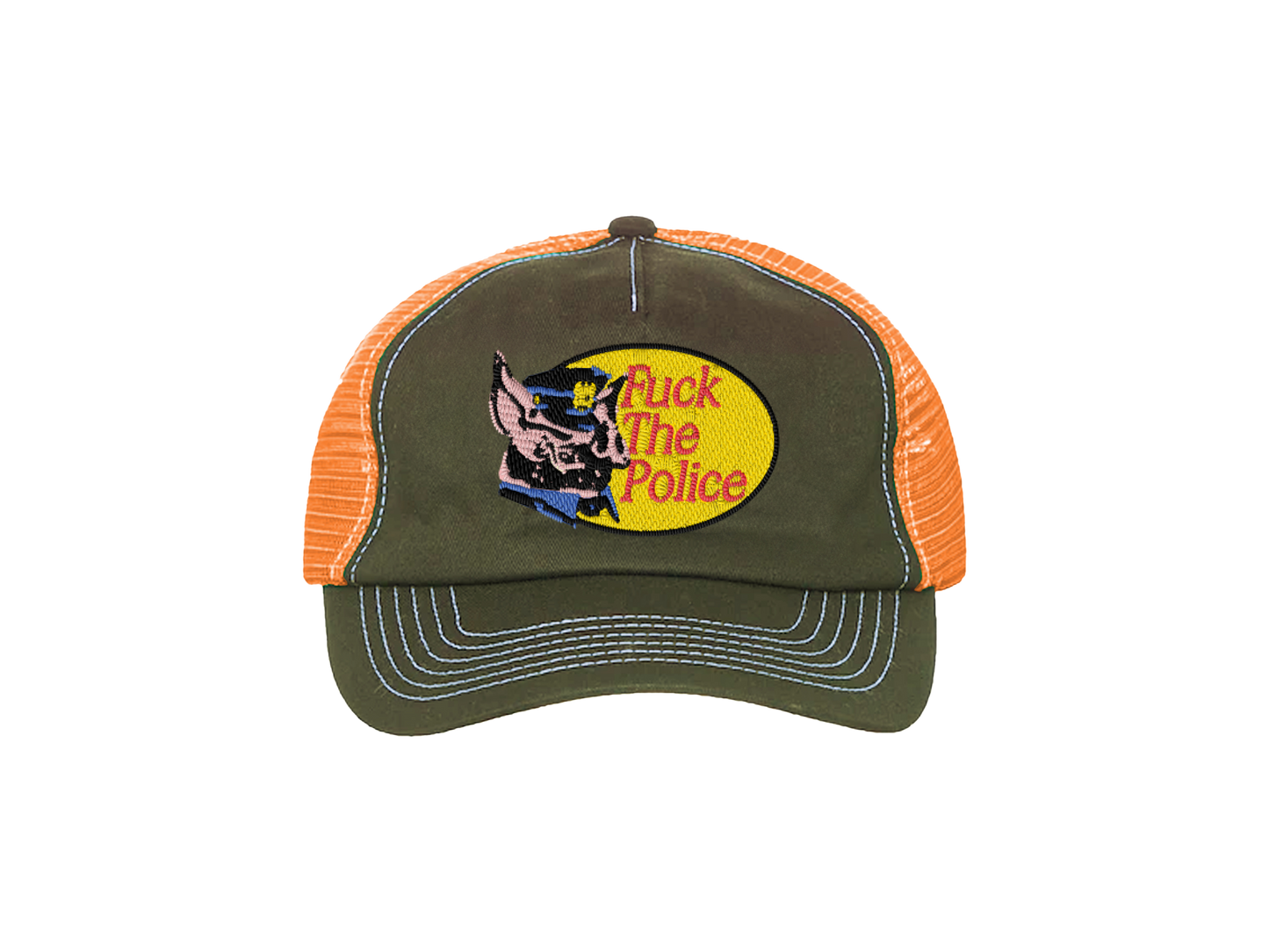 Piggy Lowpro Trucker Cap - Olive/Orange