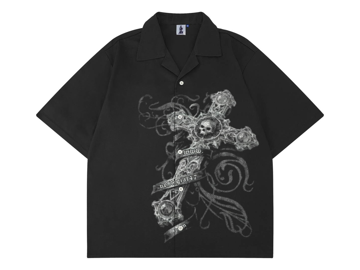 Glitter Cross Camp Collar Shirt