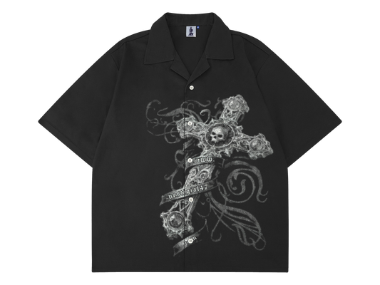 Glitter Cross Camp Collar Shirt