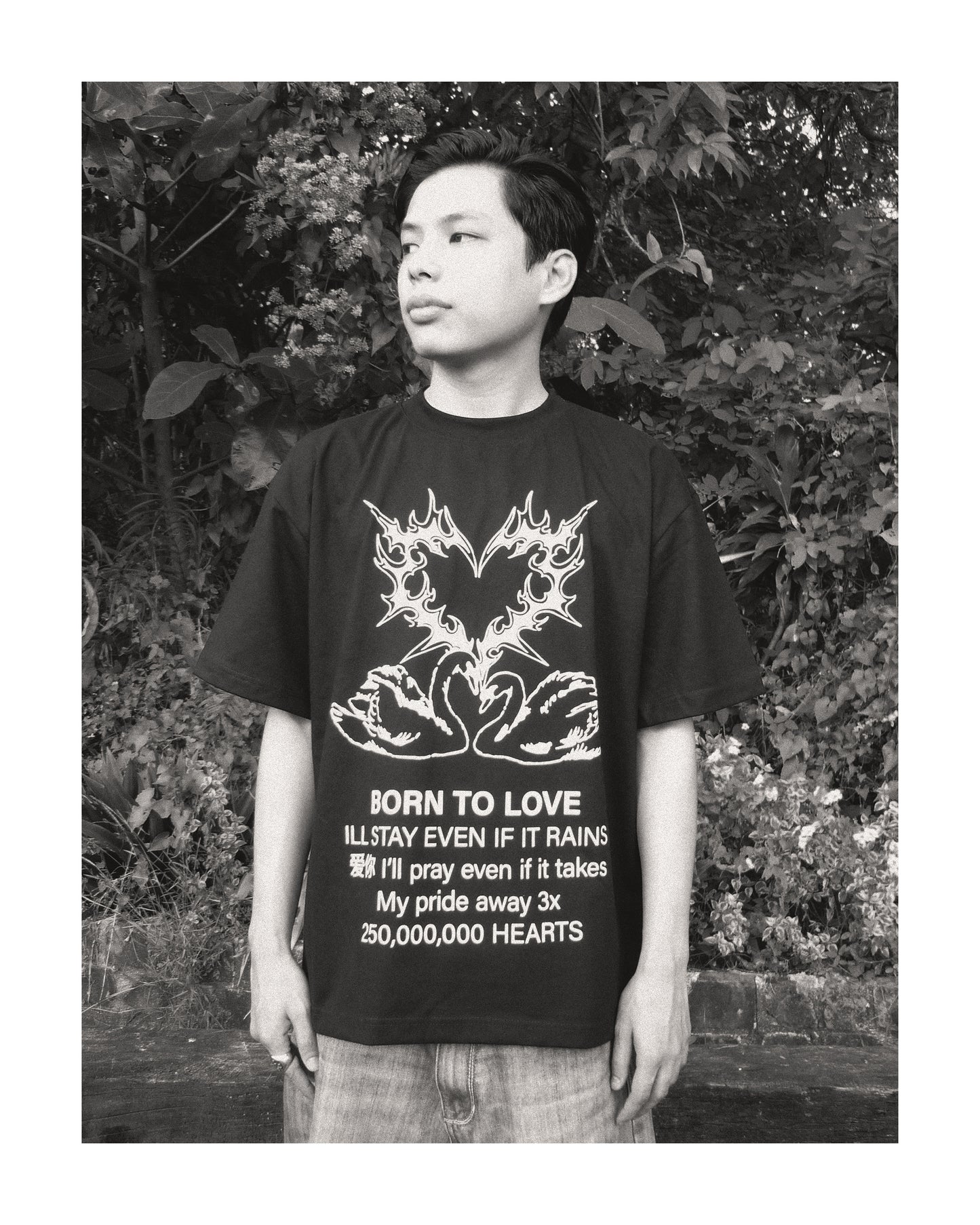 Vestigial + 25 Hearts - Swan Tee (Black)