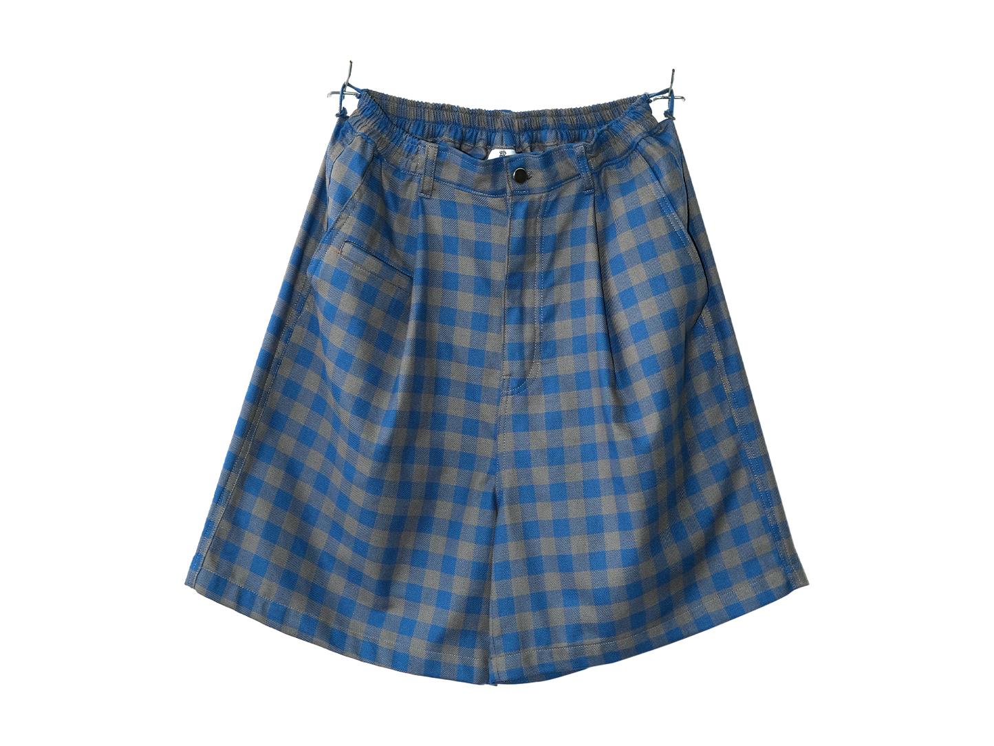 Blue Cotton Long Trouser Shorts