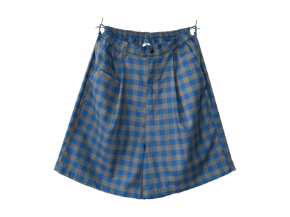 Blue Cotton Long Trouser Shorts