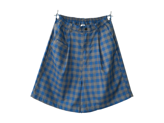 Blue Cotton Long Trouser Shorts