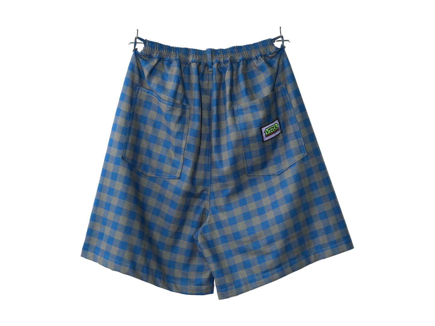 Blue Cotton Long Trouser Shorts