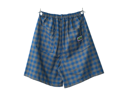Blue Cotton Long Trouser Shorts