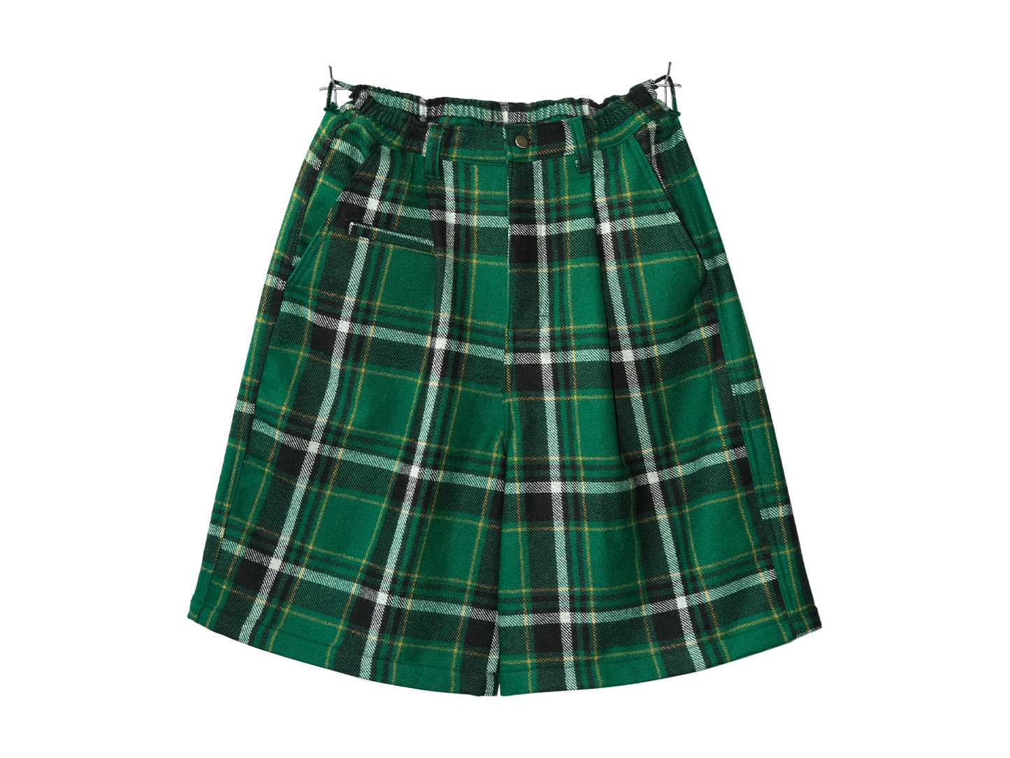 Green Wool Long Trouser Shorts