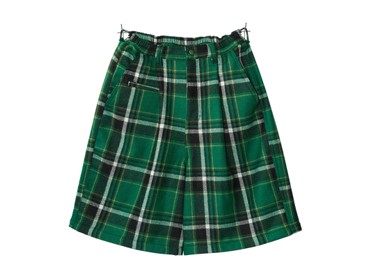 Green Wool Long Trouser Shorts