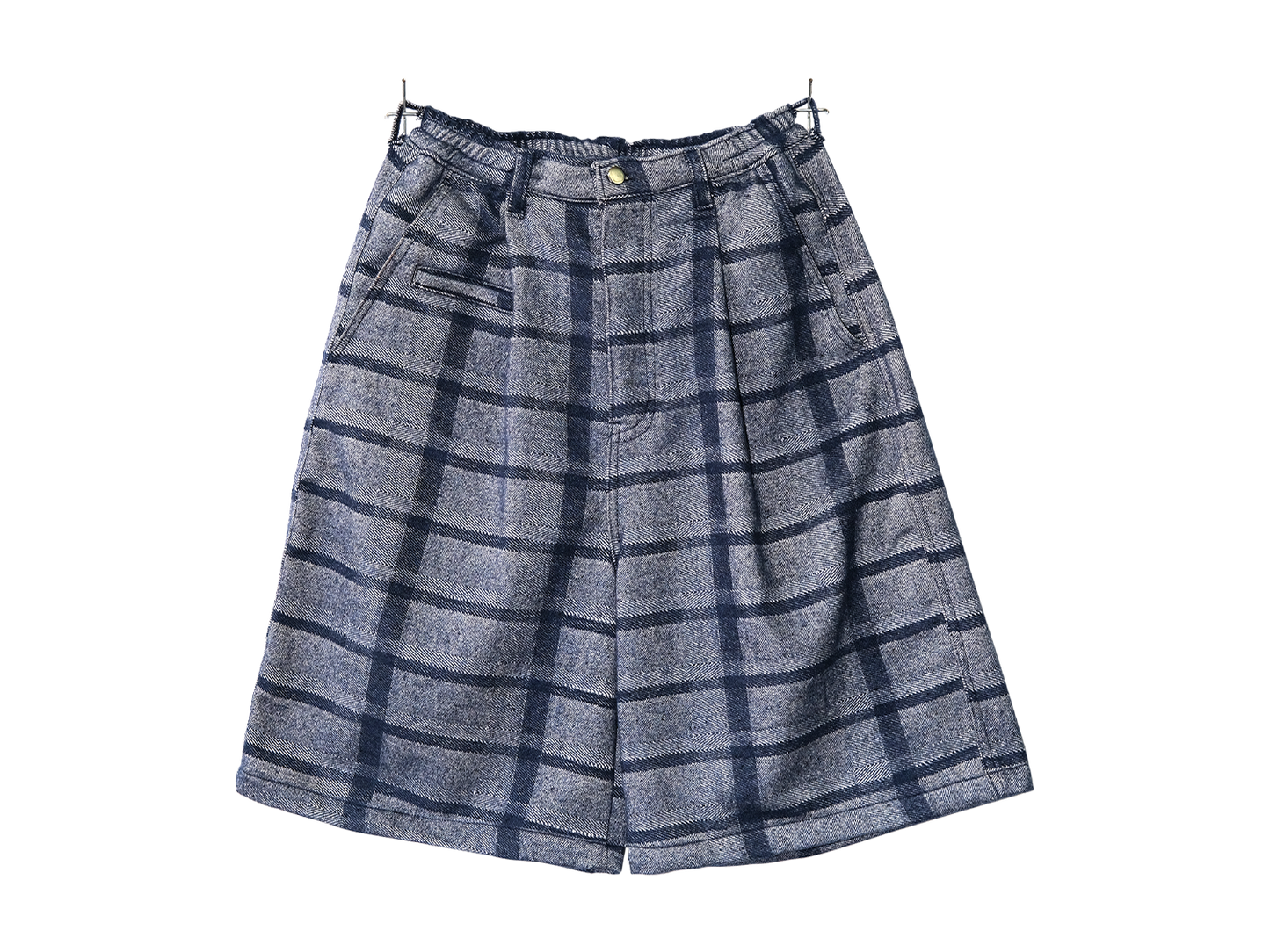 Navy Wool Long Trouser Shorts
