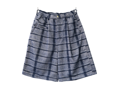 Navy Wool Long Trouser Shorts