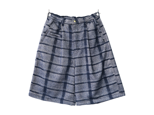 Navy Wool Long Trouser Shorts