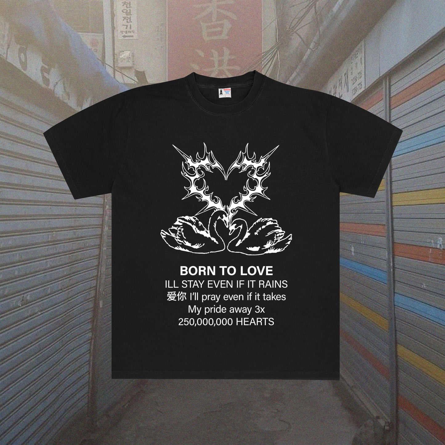 Vestigial + 25 Hearts - Swan Tee (Black)